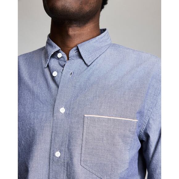 Billy Reid MSL 1-Pocket Detail Blue Cotton Button Down Shirt, Size Small - Picture 2 of 13